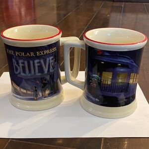 Express Believe Ceramic Mugs - Navy and Cream